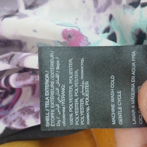 LIKE NEW! BEBE Multicolor Floral Zip Pocket Blouse Snap Close Xl - Picture 13 of 14